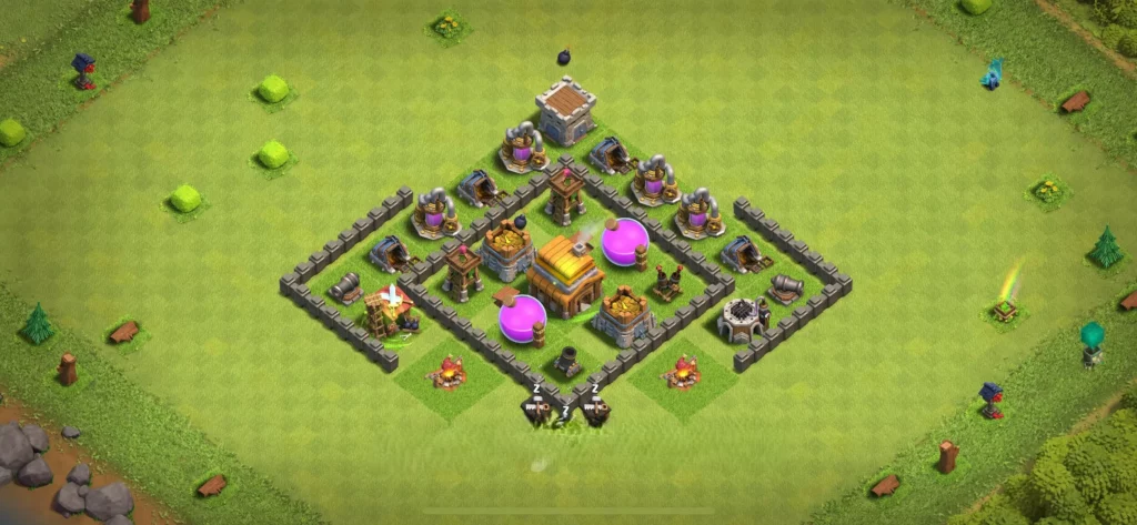 Clash Of Clans 4. Seviye Koy Duzeni Anti Ejder